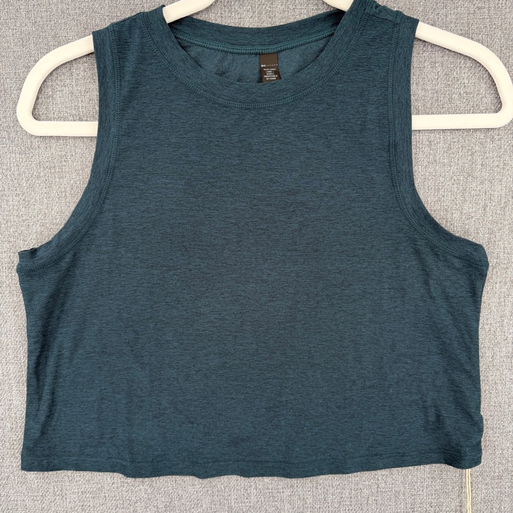 Ododos Stratum Tech Women XS Blue Heather Crop Tank Top Activewear NWT